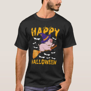 Happy Halloween u2013 Witch Pig Flying Broom Hallo T-Shirt