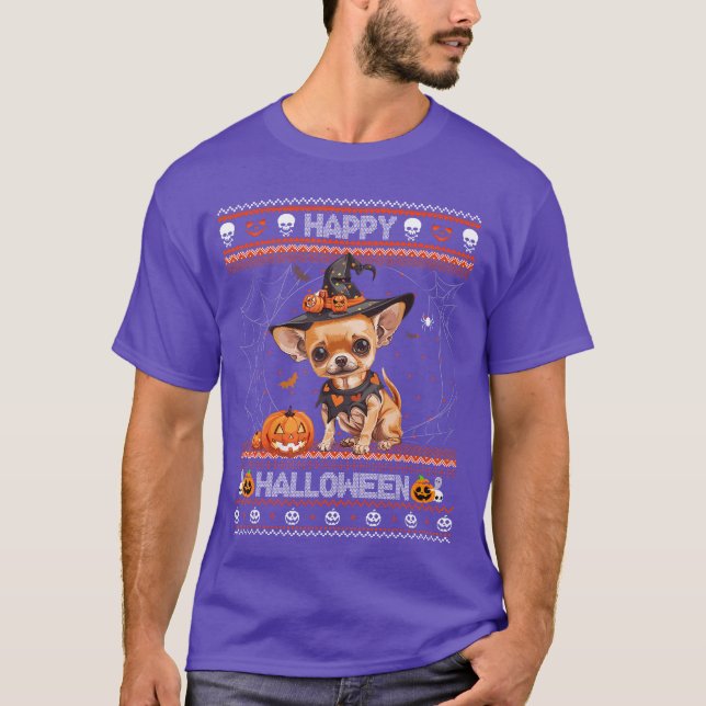 Happy Halloween Ugly Chihuahua Howloween Pumpkin D T-Shirt (Front)