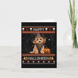 Happy Halloween Ugly Poodle Howl-o-ween Pumpkin Do Card