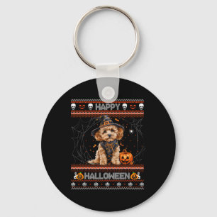 Happy Halloween Ugly Poodle Howl-o-ween Pumpkin Do Key Ring