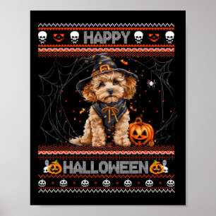 Happy Halloween Ugly Poodle Howl-o-ween Pumpkin Do Poster