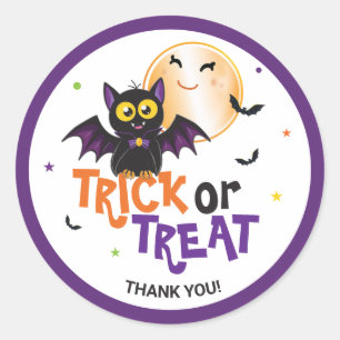 Happy Halloween Vampire Bat Trick or Treat Classic Round Sticker