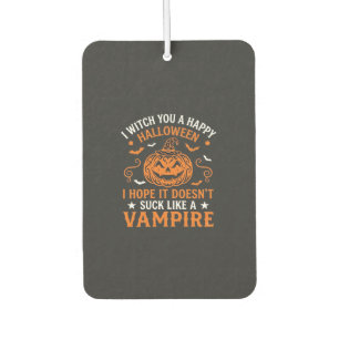 Happy Halloween Vampire Pumpkin Witch Hat Bats Car Air Freshener
