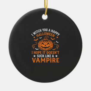 Happy Halloween Vampire Pumpkin Witch Hat Bats Ceramic Tree Decoration
