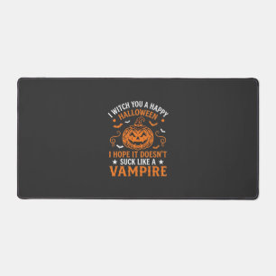 Happy Halloween Vampire Pumpkin Witch Hat Bats Desk Mat