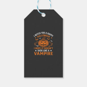 Happy Halloween Vampire Pumpkin Witch Hat Bats Gift Tags