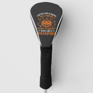 Happy Halloween Vampire Pumpkin Witch Hat Bats Golf Head Cover