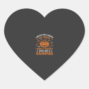 Happy Halloween Vampire Pumpkin Witch Hat Bats Heart Sticker