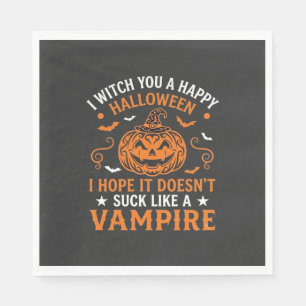 Happy Halloween Vampire Pumpkin Witch Hat Bats Napkin