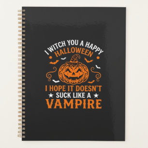 Happy Halloween Vampire Pumpkin Witch Hat Bats Planner
