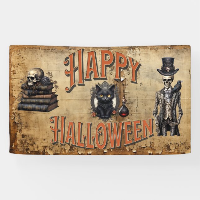 Happy Halloween | Vintage Halloween Party  Banner (Horizontal)