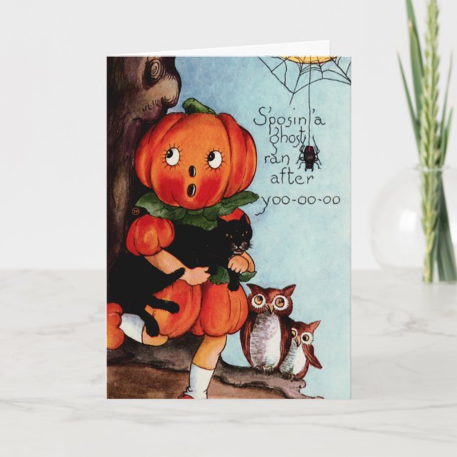 Happy Halloween Vintage Illustration Card (Front)