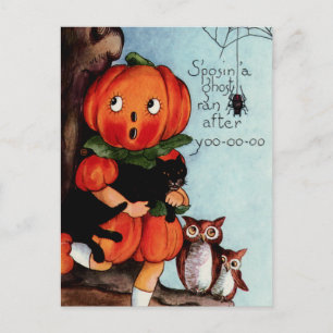 Happy Halloween Vintage Illustration Postcard