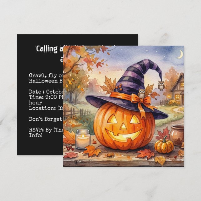 Happy Halloween - Vintage Pumpkin Invitation (Front/Back)
