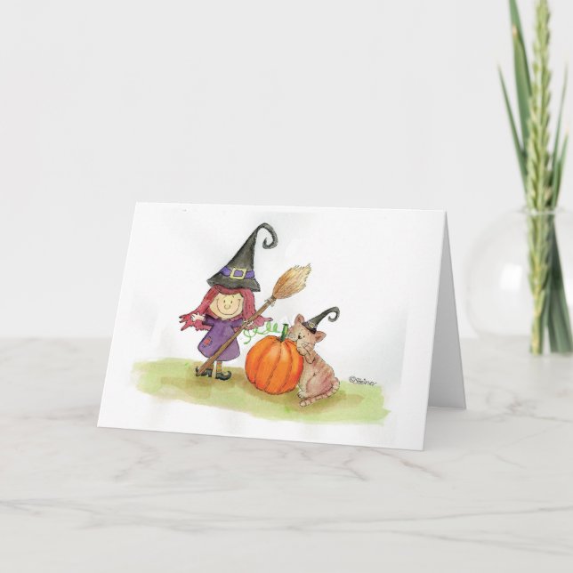 Happy Halloween - Watercolor Illustration Card (Front)