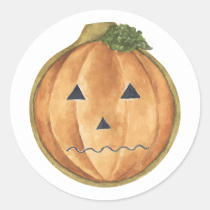 Happy Halloween   Watercolor Jack O Lantern Classic Round Sticker