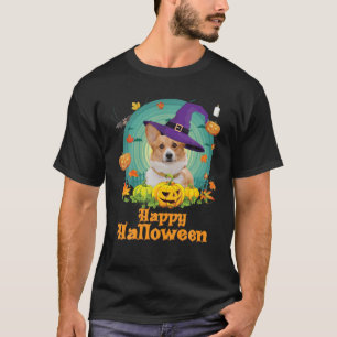 Happy Halloween Welsh Corgi Dog Witch Pumpkin Ghos T-Shirt