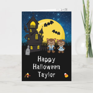 Happy Halloween Werewolf Blue Card