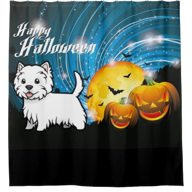 Happy Halloween West Highland Terrier Shower Curtain (Front)