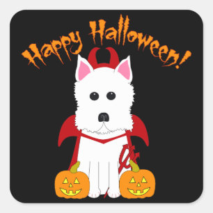 Happy Halloween Westie Devil Stickers