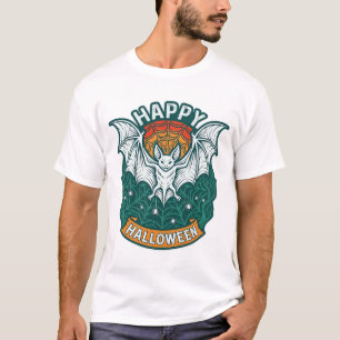 Happy Halloween White Bat Spider Web Spiders_1 T-Shirt