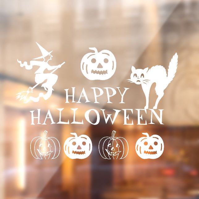 Happy Halloween white cute window decor  Cling (Sheet 2)
