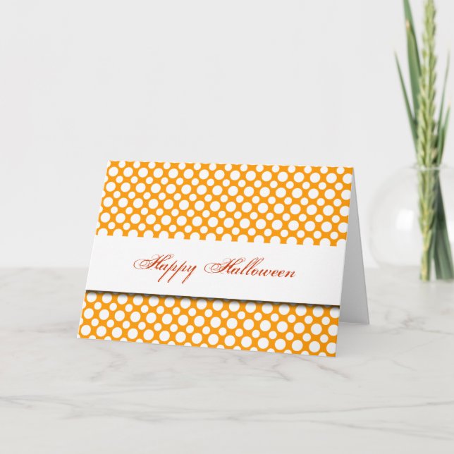 Happy Halloween White Polka Dot Card (Front)