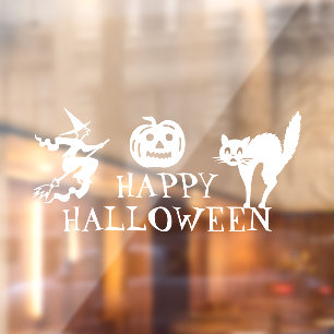 Happy Halloween white scary cute House Window Cling