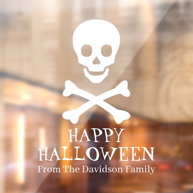 Happy Halloween white skull skeleton personalised Window Cling (Sheet 2)