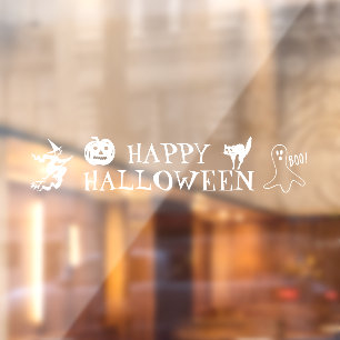 Happy Halloween white spooky decor  Window Cling