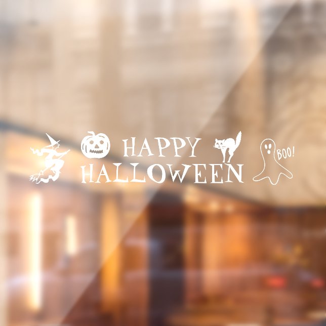 Happy Halloween white spooky decor  Window Cling (Sheet 2)