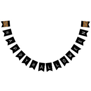 Happy Halloween White Text on Black Bunting