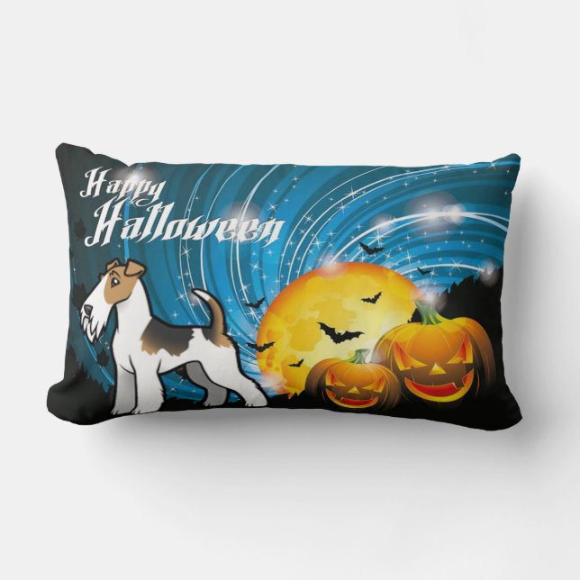 Happy Halloween Wire Fox Terrier Lumbar Cushion (Front)