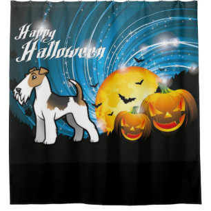 Happy Halloween Wire Fox Terrier Shower Curtain