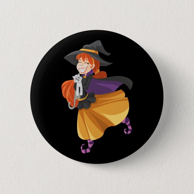 Happy Halloween Witch 6 Cm Round Badge (Front)