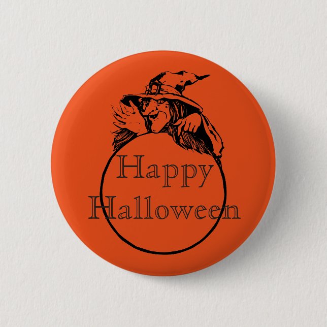 Happy Halloween Witch 6 Cm Round Badge (Front)