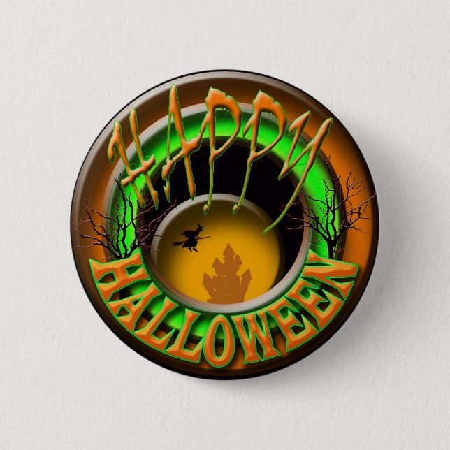 Happy Halloween witch 6 Cm Round Badge (Front)