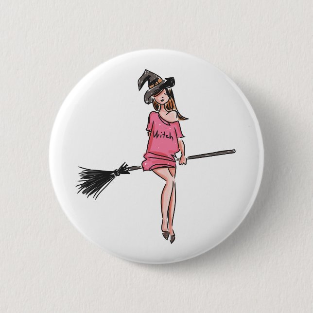 Happy Halloween Witch 6 Cm Round Badge (Front)