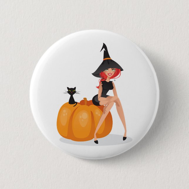 Happy Halloween Witch 6 Cm Round Badge (Front)