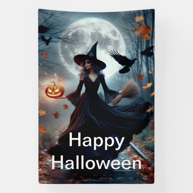 Happy Halloween Witch Banner (Vertical)