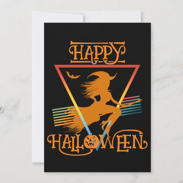 Happy Halloween Witch Black Oranges Invitation (Front)