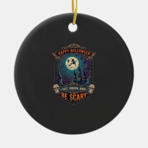 Happy Halloween Witch Castle Skulls Fat Drink Be S Ceramic Tree Decoration