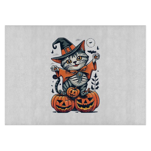 Happy Halloween Witch Cat Cutting Board (Front)