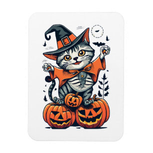 Happy Halloween Witch Cat Magnet