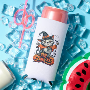 Happy Halloween Witch Cat Seltzer Can Cooler