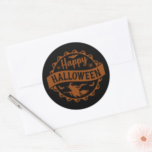 Happy Halloween Witch Classic Round Sticker