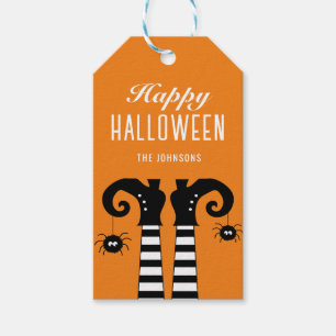 Happy Halloween Witch Feet Orange Gift Tags