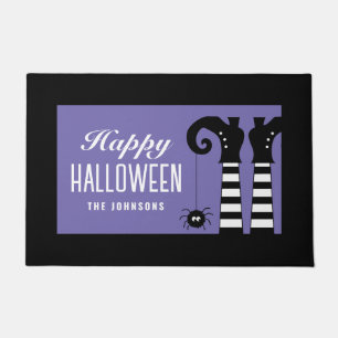 Happy Halloween Witch Feet Purple Doormat