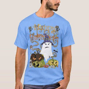 Happy Halloween Witch Ghost JackOLantern Pumpkin M T-Shirt