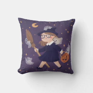 Happy Halloween Witch & Ghosts Cushion